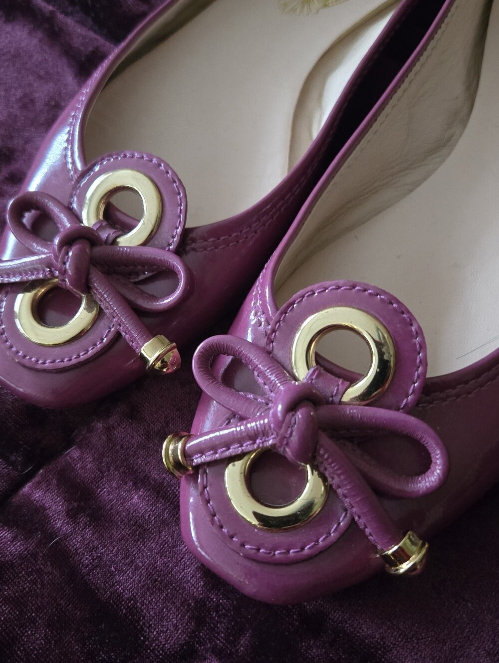 Elie Tahari Purple Patent Leather Driving Moccasin Loafer Ballet Flats 7.5 - Picture 2 of 6